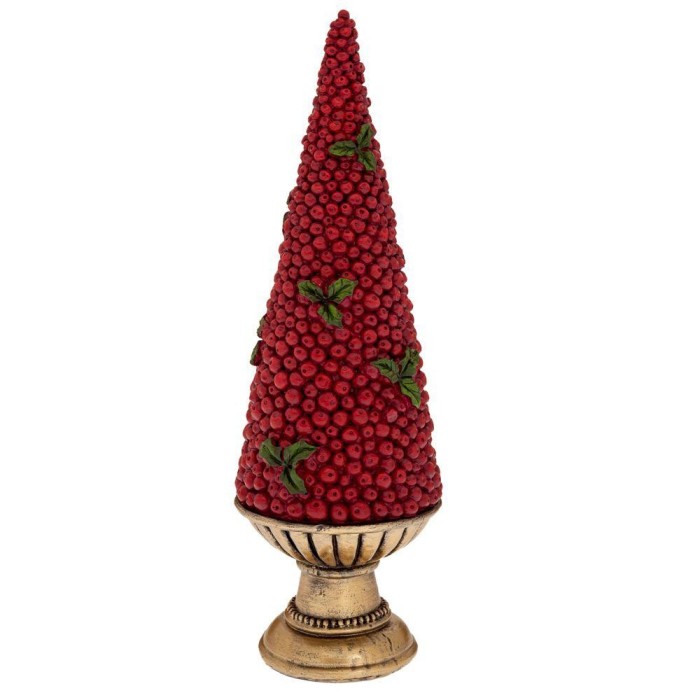 ALBERO IN POLIRESINA ROSSO SU BASE DORATA 11X11X34CM